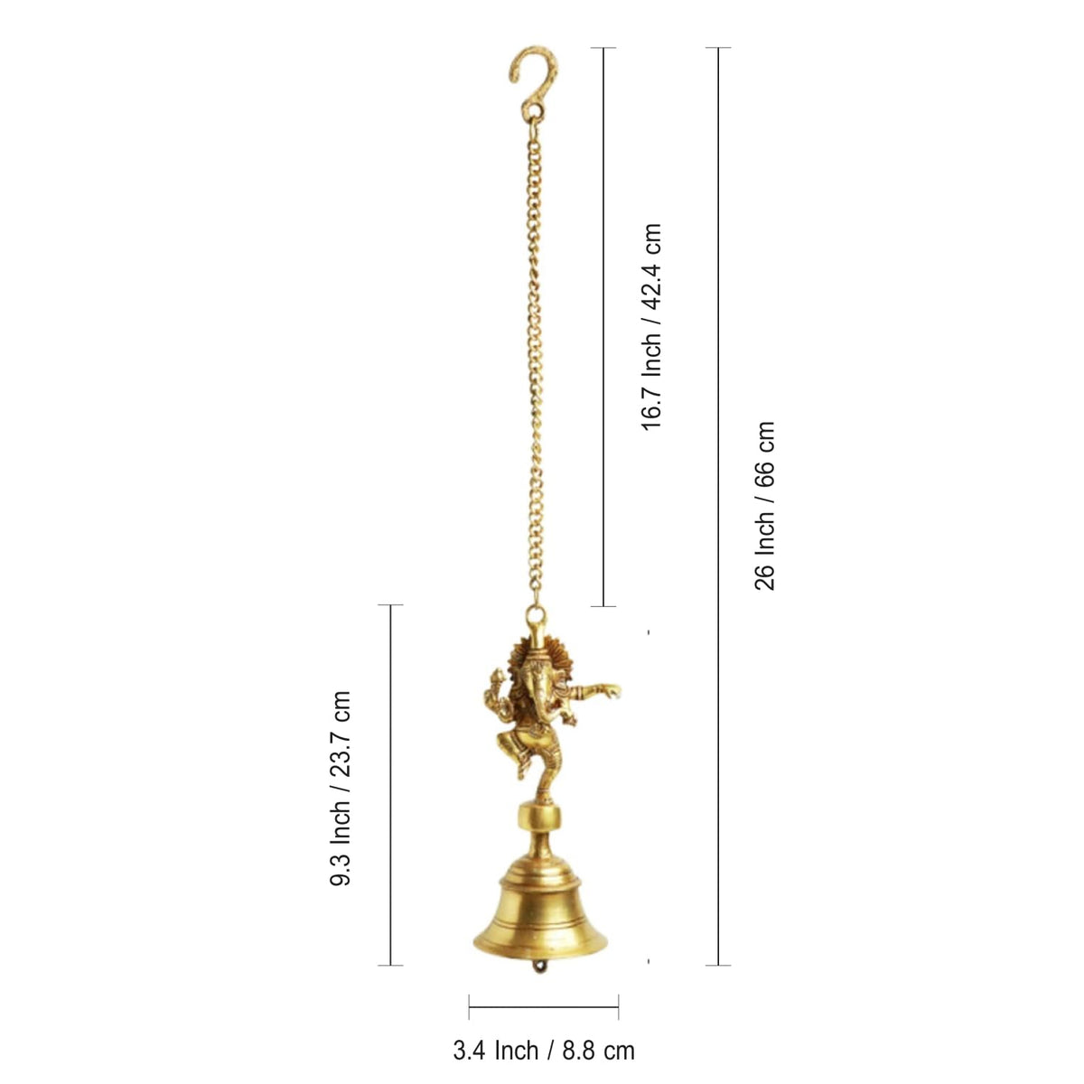 Dancing Ganpati Pure Brass Hanging Bells for Pooja Room