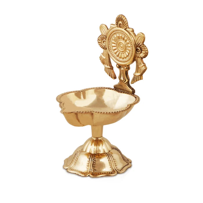 Chakra Deep Brass Chakra Deepalu Kuber Diya Religious Vilakku Oil Lamp for Pooja Room