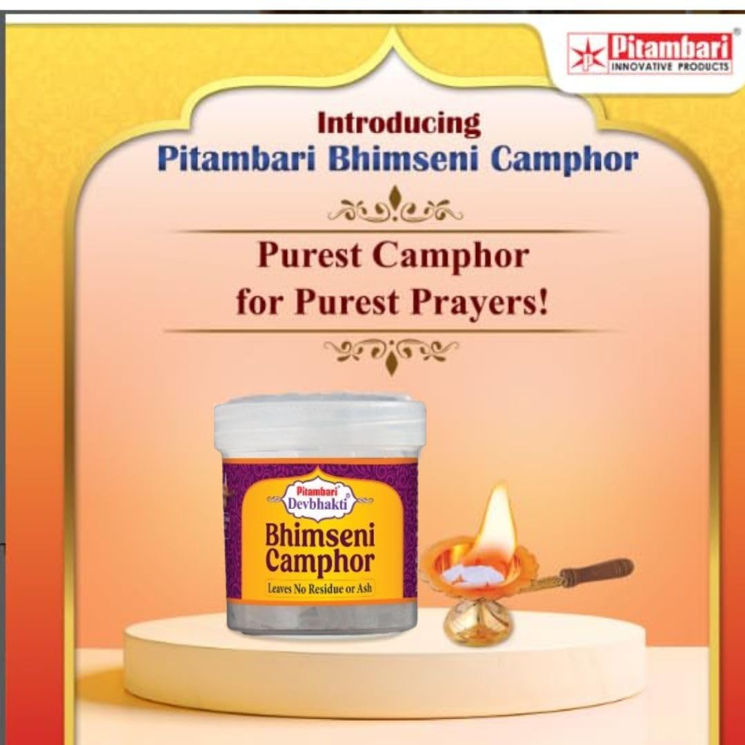 Pitambari Bhimseni Karpoor Pure Camphor Jar 100% Organic for Puja, Festivals & Other Religious Ritual