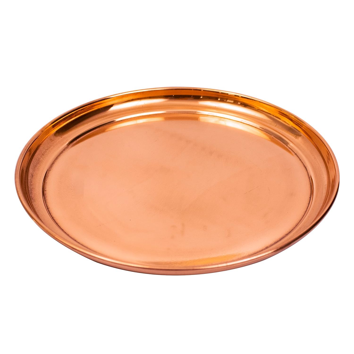Copper Plate Plain Pure Indian Traditional Handmade for Pooja Diwali Puja Navratri Aarti and Daily Bhog Use