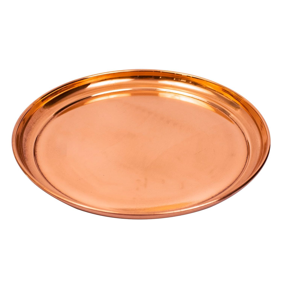 Copper Plate Plain Pure Indian Traditional Handmade for Pooja Diwali Puja Navratri Aarti and Daily Bhog Use