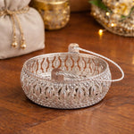 Silver Basket German Silver Metal Basket Premium Return Gift Hamper Basket for Dry Fruits