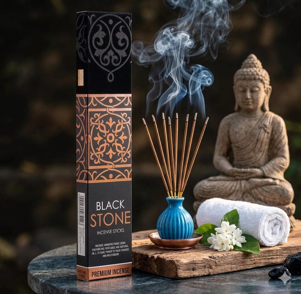 Black Stone Incense Sticks Agarbatti Premium Natural Fragrance for Meditation
