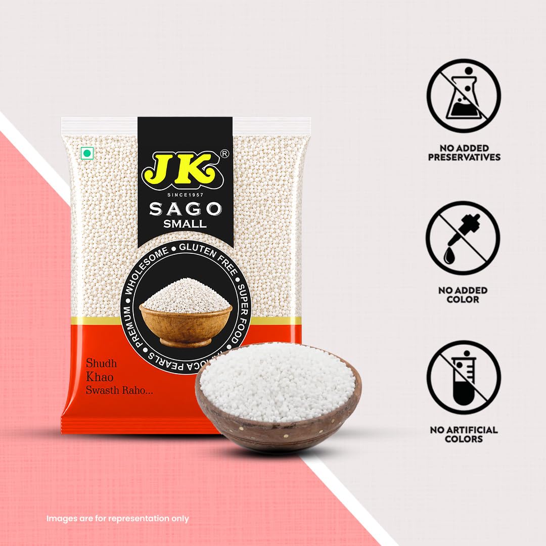 JK Sabudana Premium Sago Moti/Small, 250g Tapioca Granules