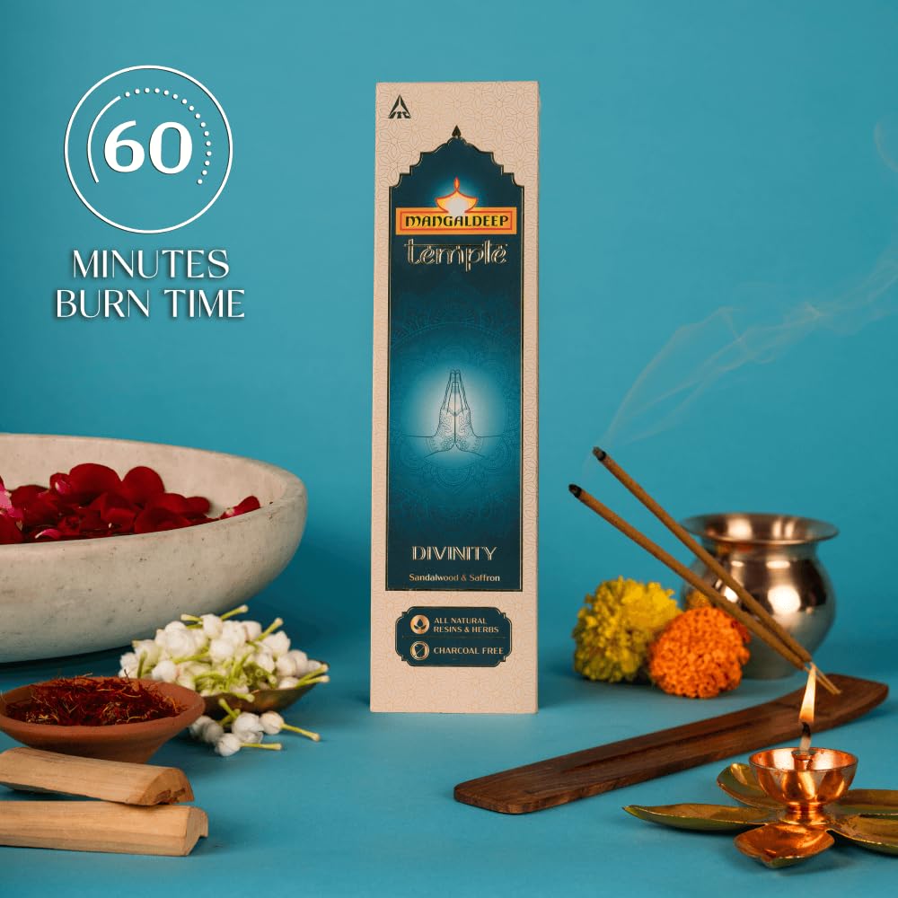 Mangaldeep Temple Divinity Incense Sticks Sandalwood & Saffron Fragrance 20 Sticks