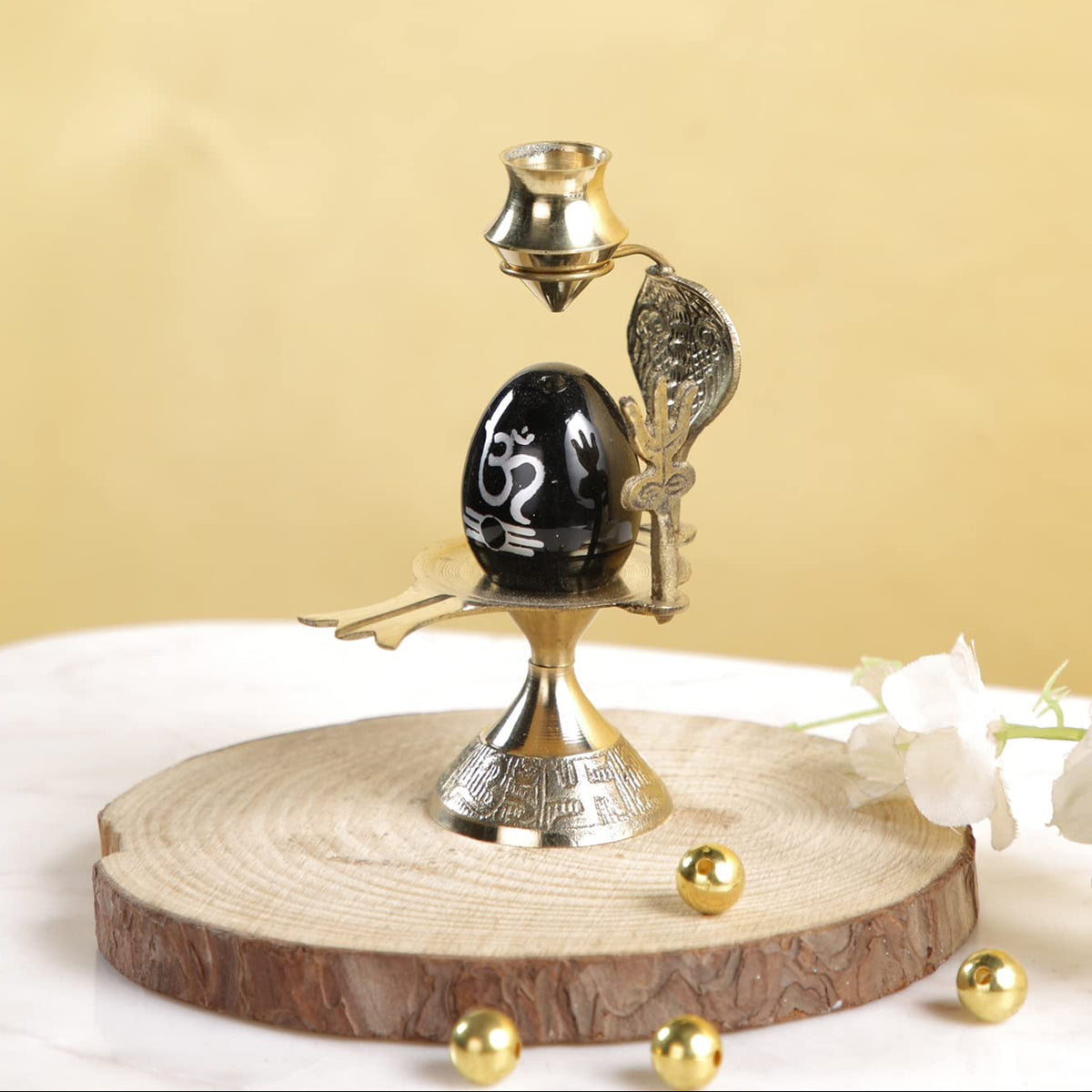 Shivling Ovel Black Idol Brass Sculpture Shiva Shivlingam