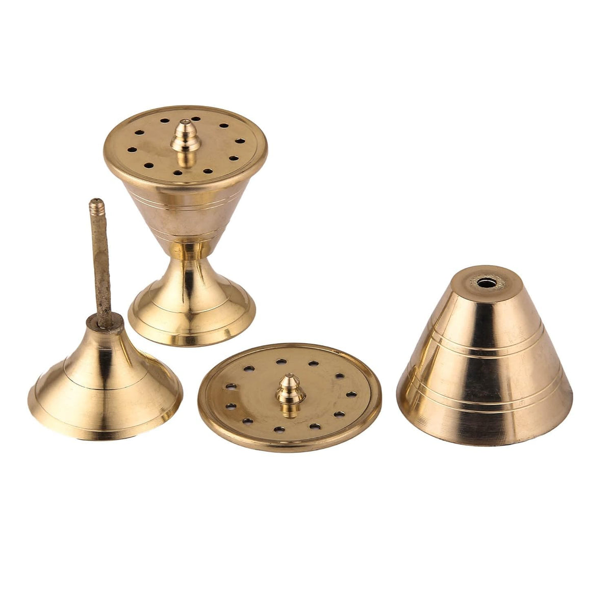 Damru Agardan  Brass Incense Holder, Damru Shaped Agarbatti Stand, Golden, Traditional Design