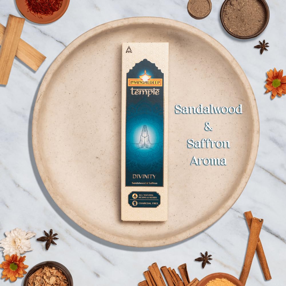Mangaldeep Temple Divinity Incense Sticks Sandalwood & Saffron Fragrance 20 Sticks