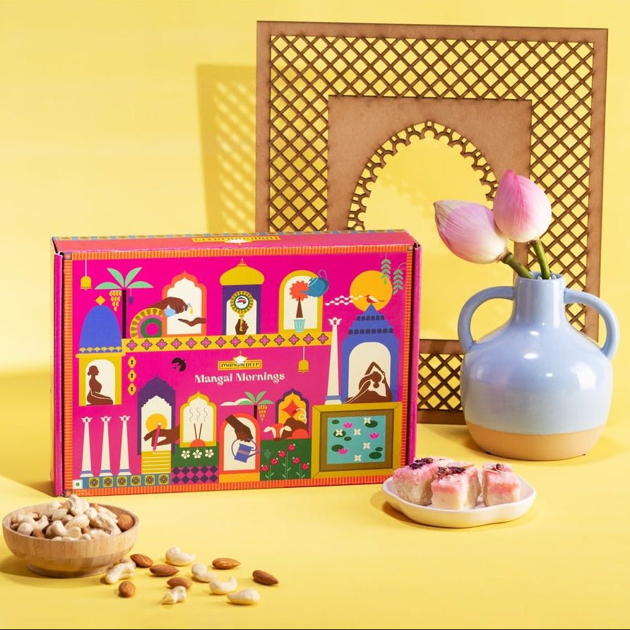 Mangaldeep Mangal Mornings Giftbox Gift of a Beautiful Morning Affirmation Cards, Tea, Incense & More
