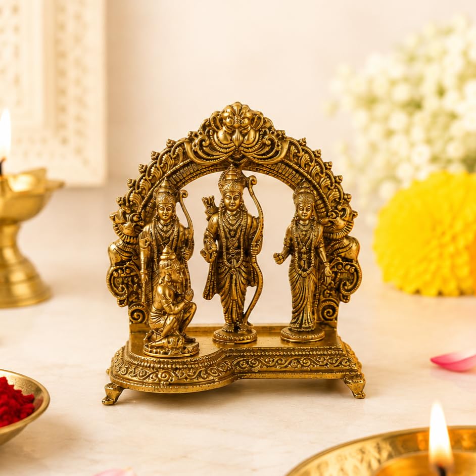 Ram Darwar 3.5" Brass Ram Darbar Statue for Home Mandir