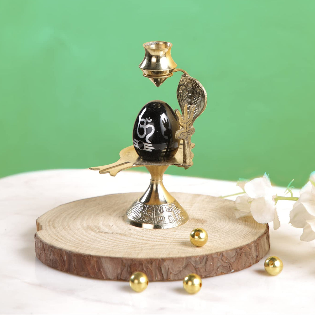 Shivling Ovel Black Idol Brass Sculpture Shiva Shivlingam
