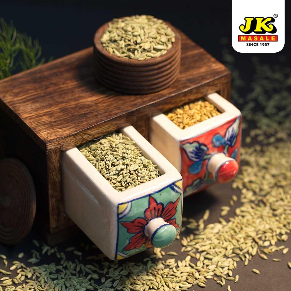 JK Premium Fennel Seeds (Saunf) Fresh & Aromatic Whole Saunf 100% Natural Indian Fennel Mouth Freshener & Cooking Spice