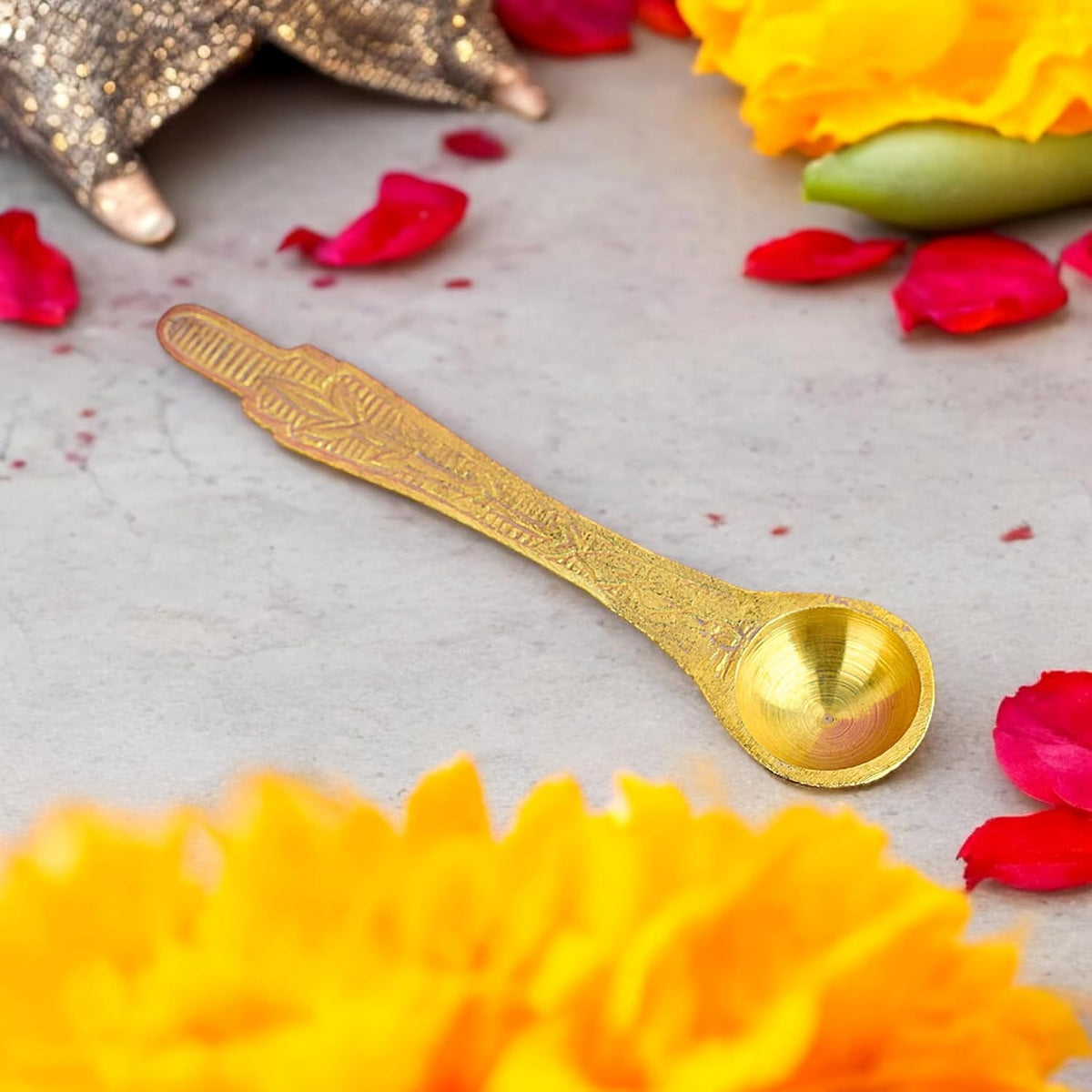 Archmi plain Pure Brass Achmani Spoon for Pooja & Havan