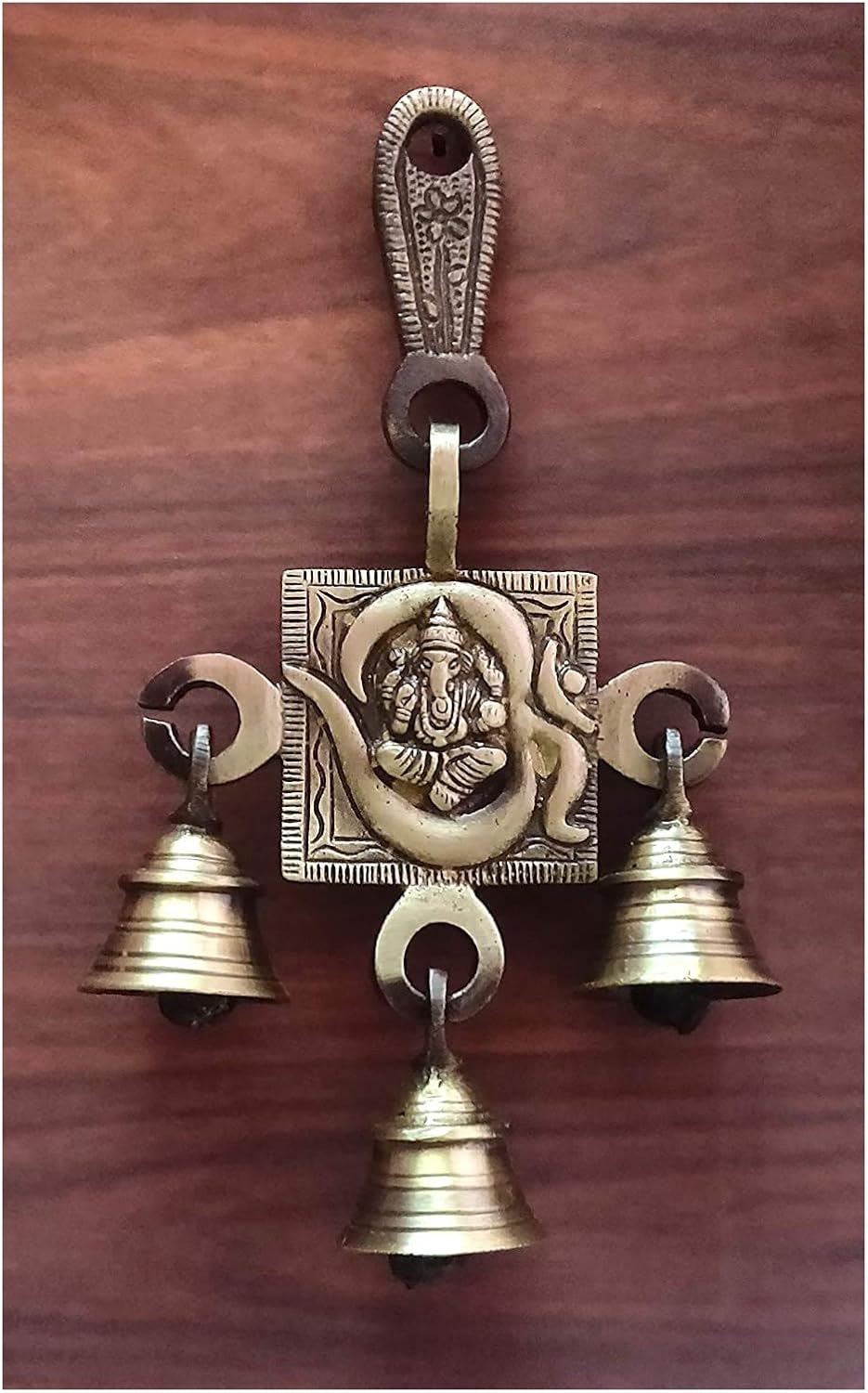 Om Ganesha Bells Brass Wall Hanging Idol Decorative Showpiece