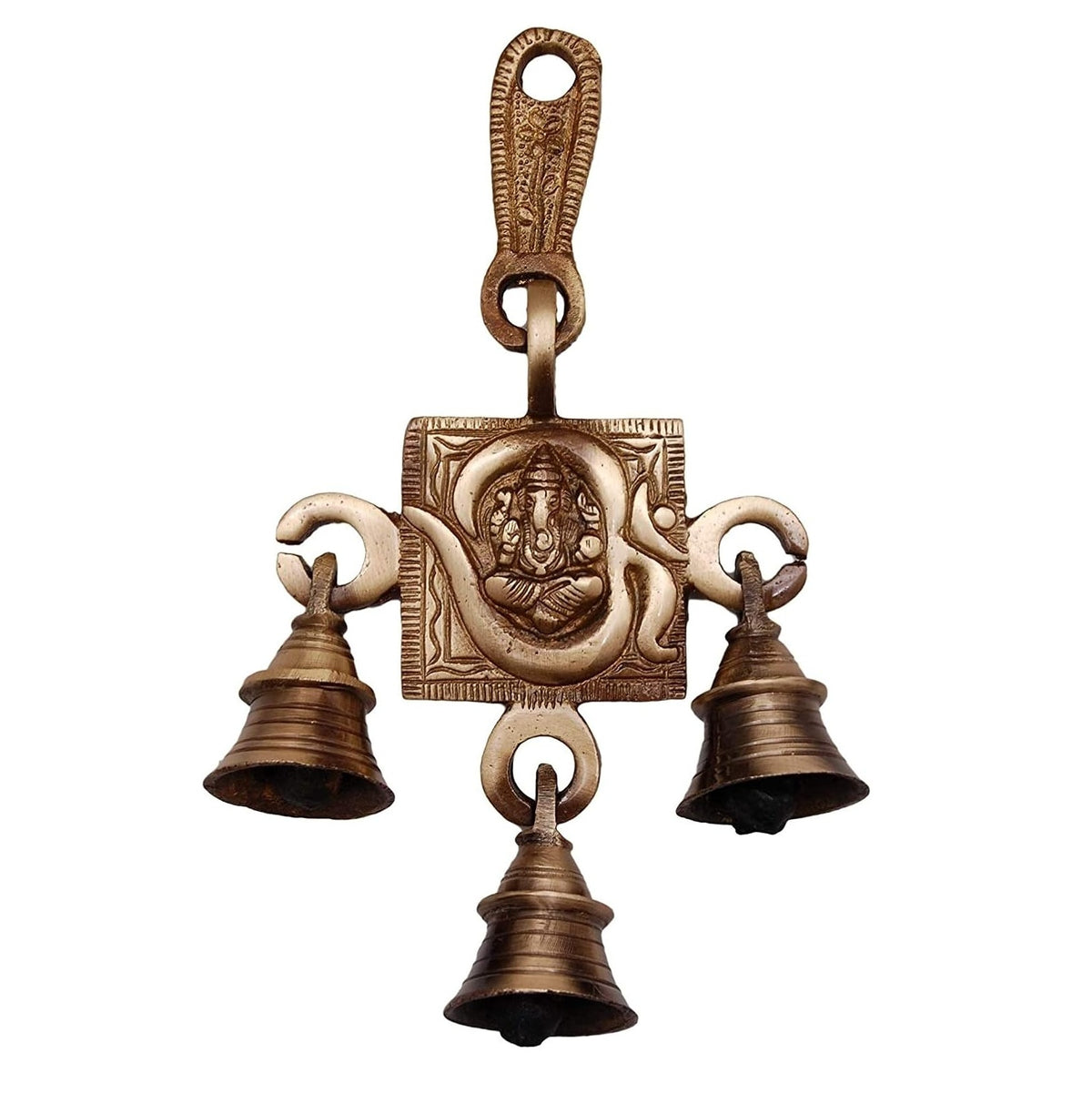Om Ganesha Bells Brass Wall Hanging Idol Decorative Showpiece