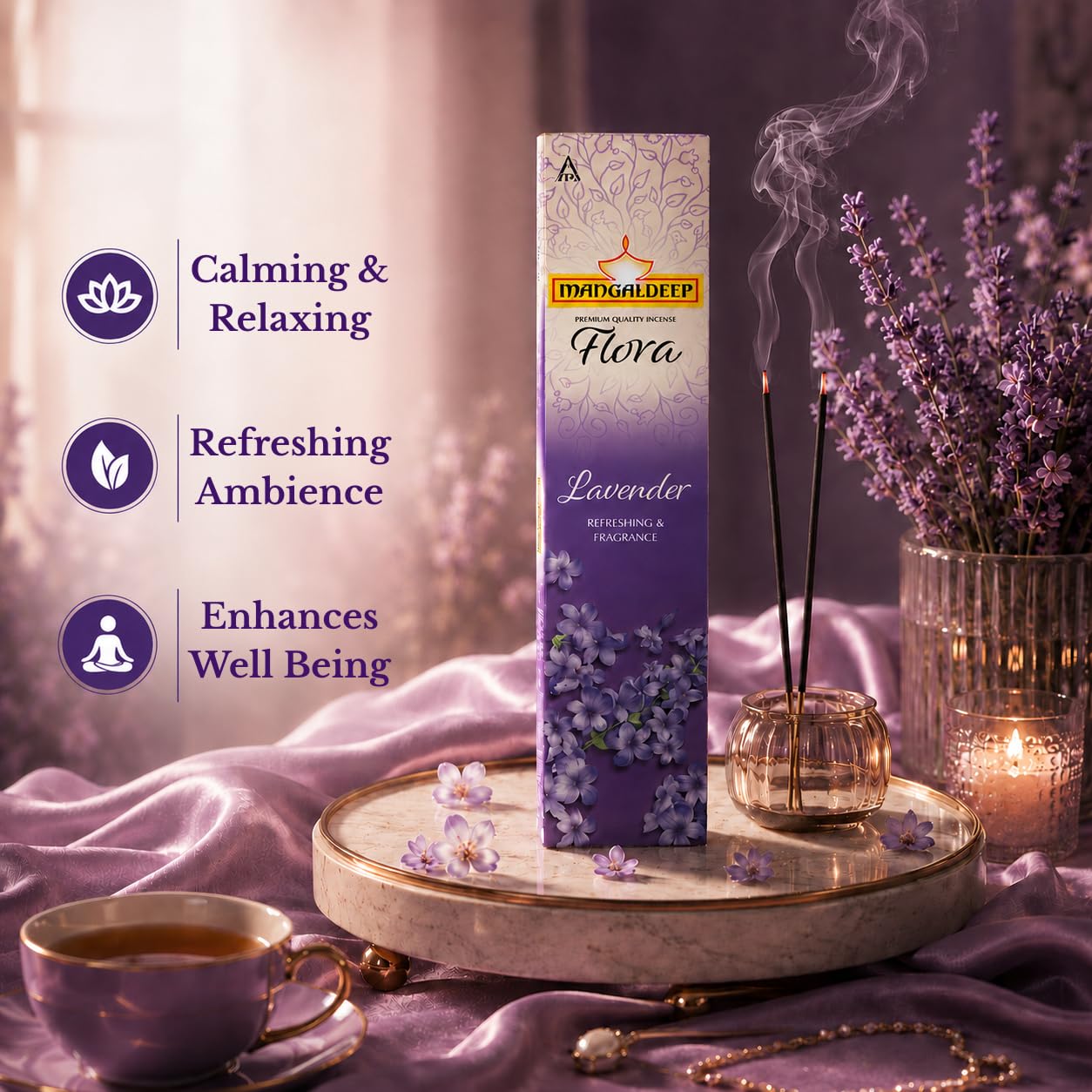 Mangaldeep Lavender Agarbatti Incense Sticks Refreshing and Long Lasting Aroma