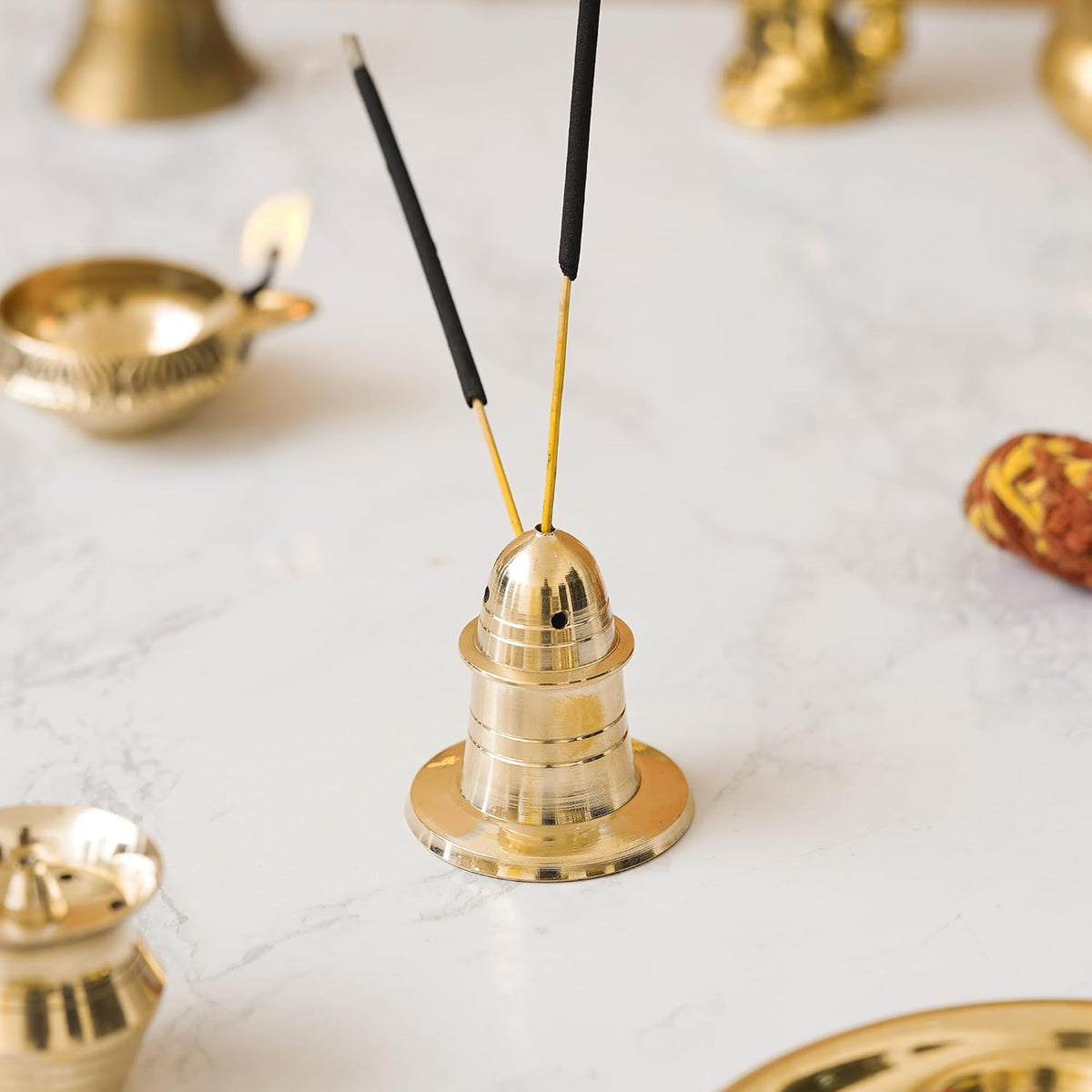 Minar Agardaan Golden Brass Incense Stick Holder Agarbatti Stand