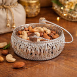 Silver Basket German Silver Metal Basket Premium Return Gift Hamper Basket for Dry Fruits