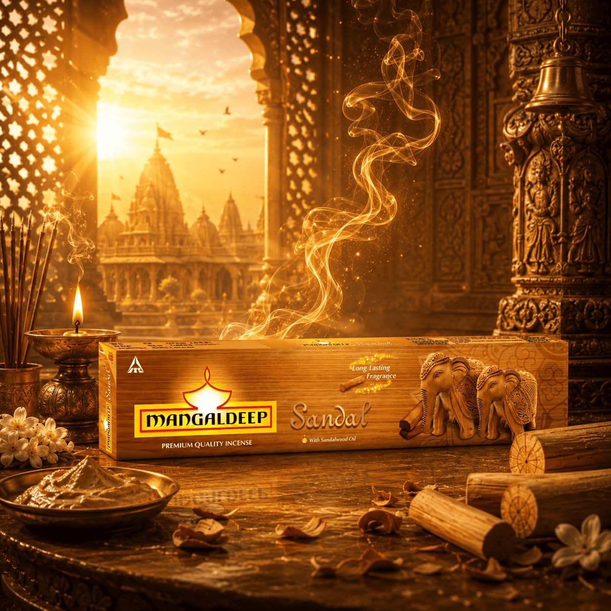 Mangaldeep Sandal Incense Sticks Infused with Sandalwood Oil