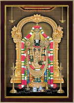 Lord Tirupati Balaji Sparkle Coated Digital Reprint Painting Wall Art Decor Statue Idol for Home Decoration Living Room Office
