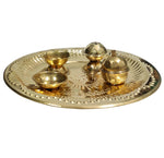 Puja Thali Light Weight Pooja Plate Thali Diya, Katori Bowl, Sindoor-Chawal Box, Incense Sticks Stand