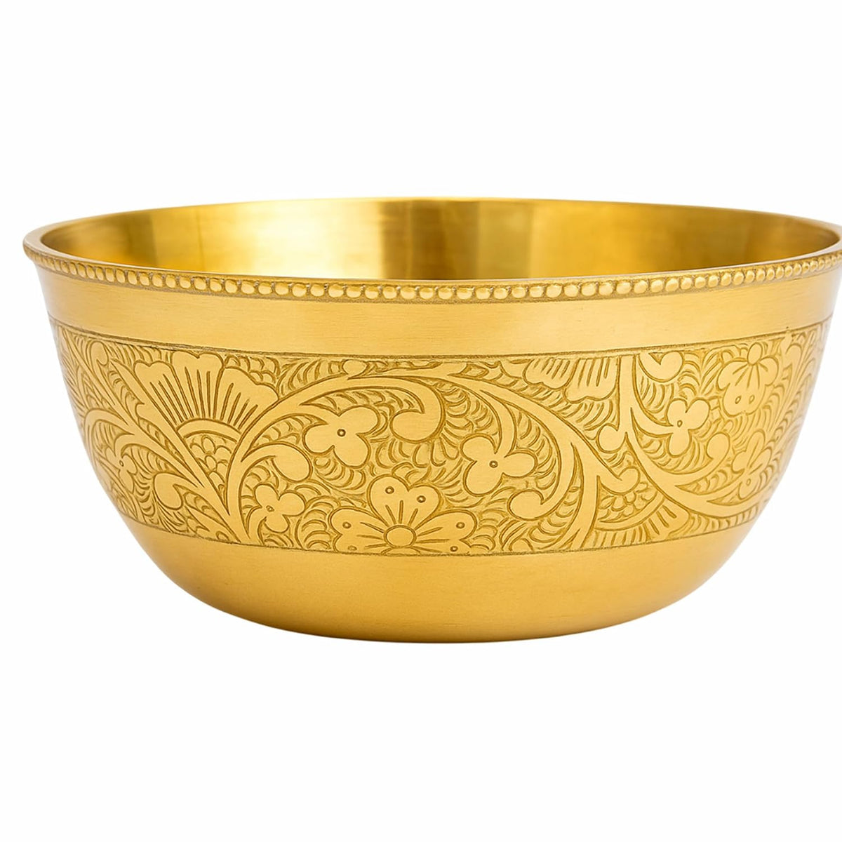 Dana Katori Floral Etching Brass Bowl for Dining & Pooja Traditional Handcrafted Brass Serving Bowl