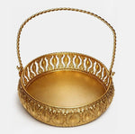 Gold Basket Premium Metal Decorative Basket with Handle
