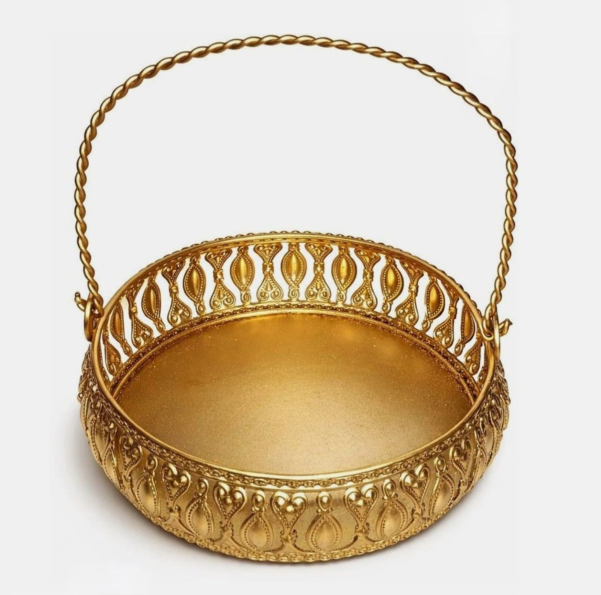 Gold Basket Premium Metal Decorative Basket with Handle