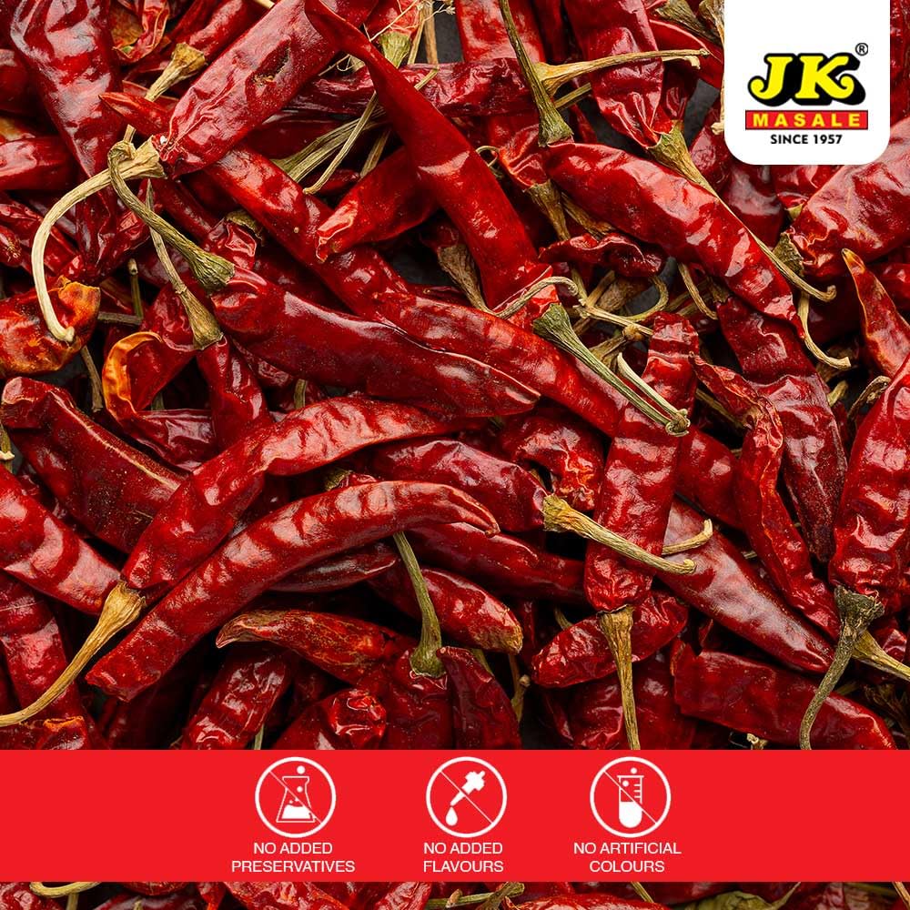 JK Red Chilli Whole 100% Natural Laal Mirch Organic Indian Spices