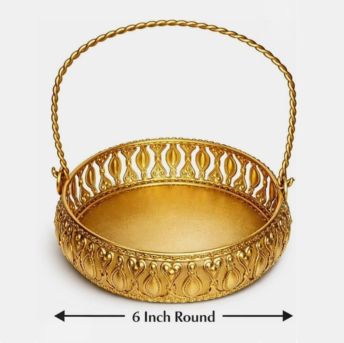 Gold Basket Premium Metal Decorative Basket with Handle
