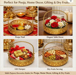 Gold Basket Premium Metal Decorative Basket with Handle