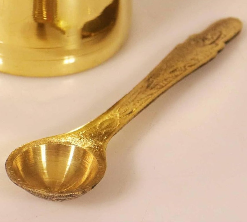 Archmi plain Pure Brass Achmani Spoon for Pooja & Havan