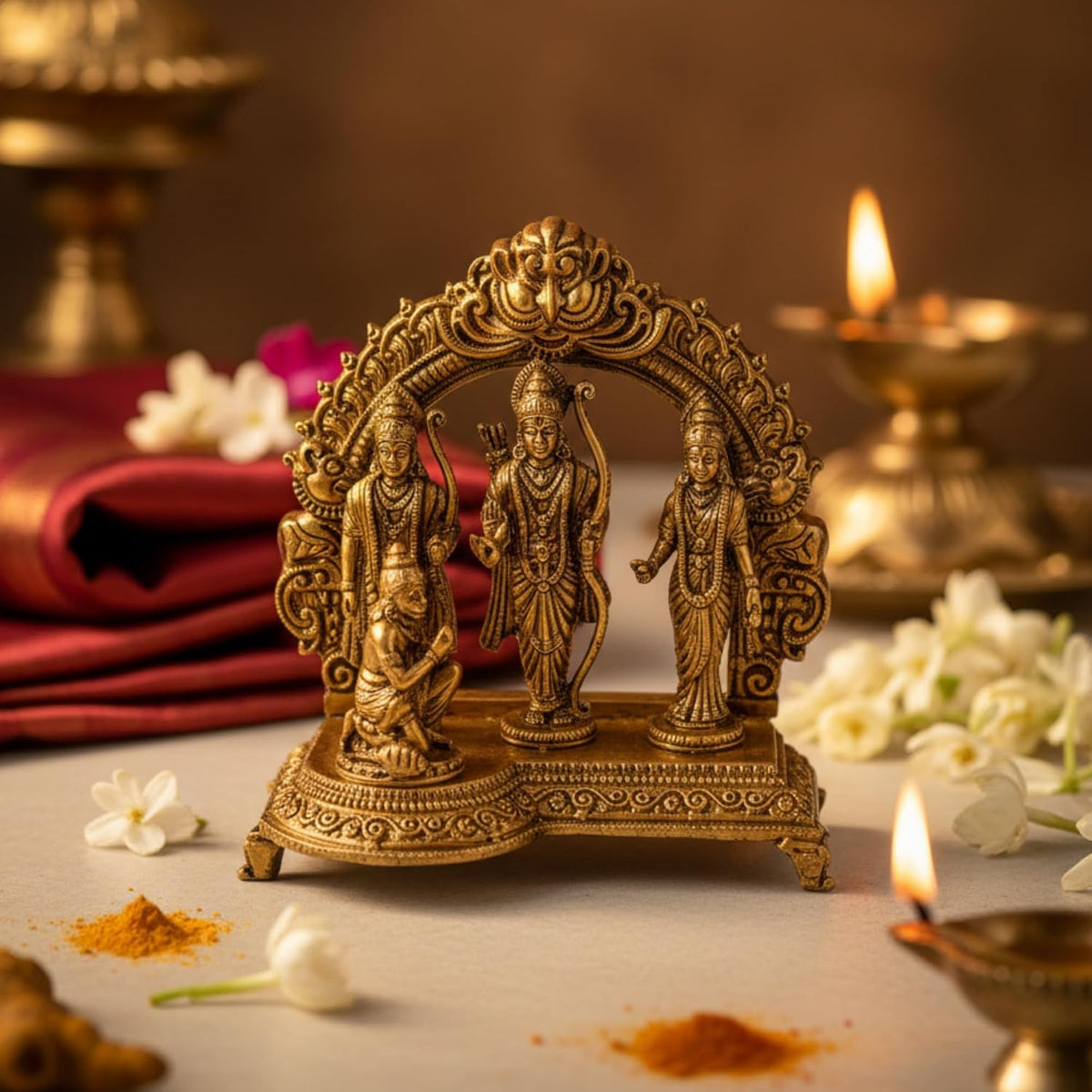 Ram Darwar 3.5" Brass Ram Darbar Statue for Home Mandir