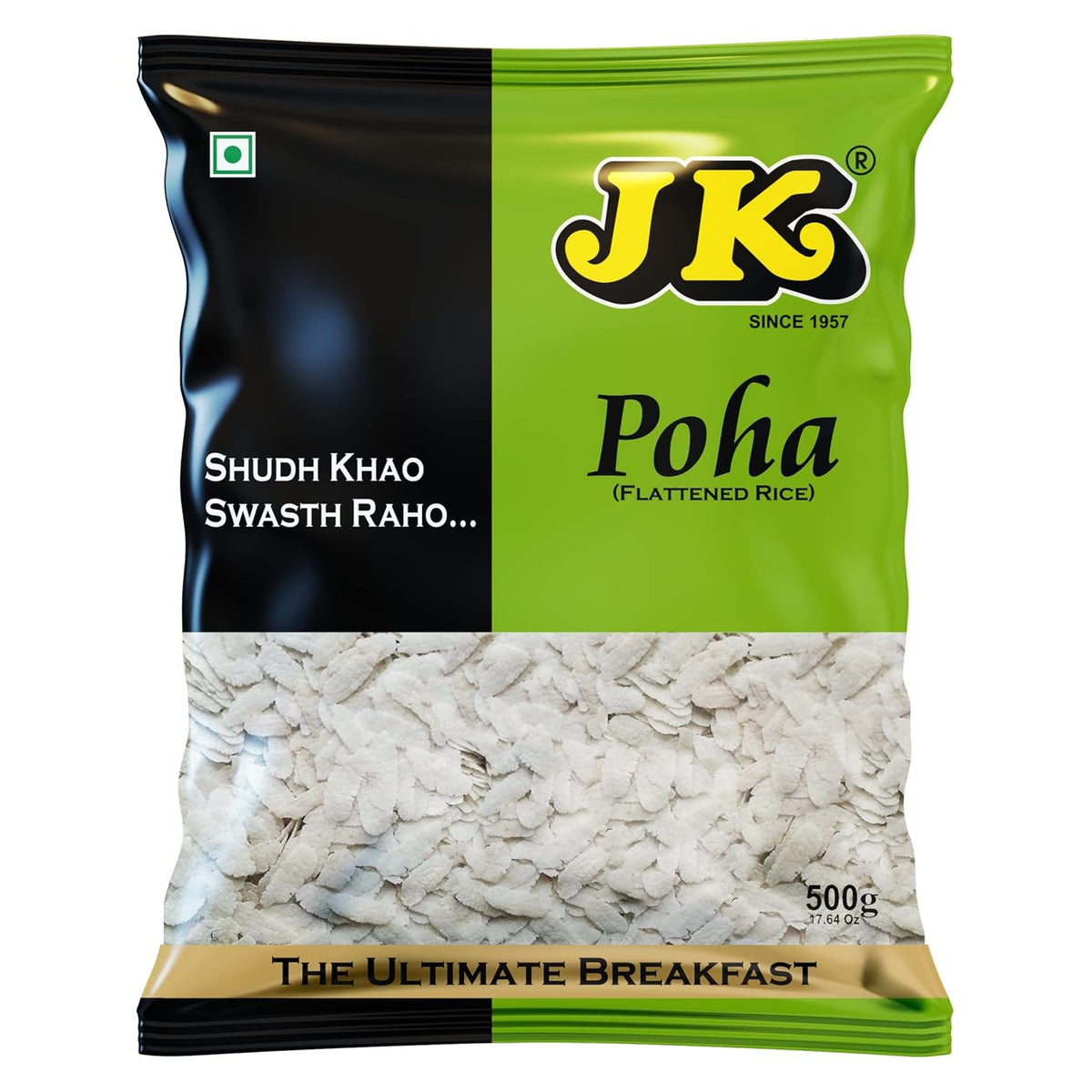 JK Premium Poha (Rice Flakes) 500g Thick High-Fibre Poha