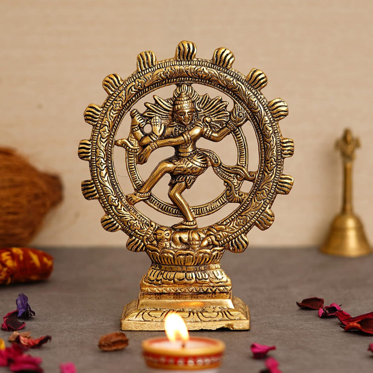 Nataraj statue golden Premium Gold Plated Lord Shiva Dancing Natraj Statue Showpiece