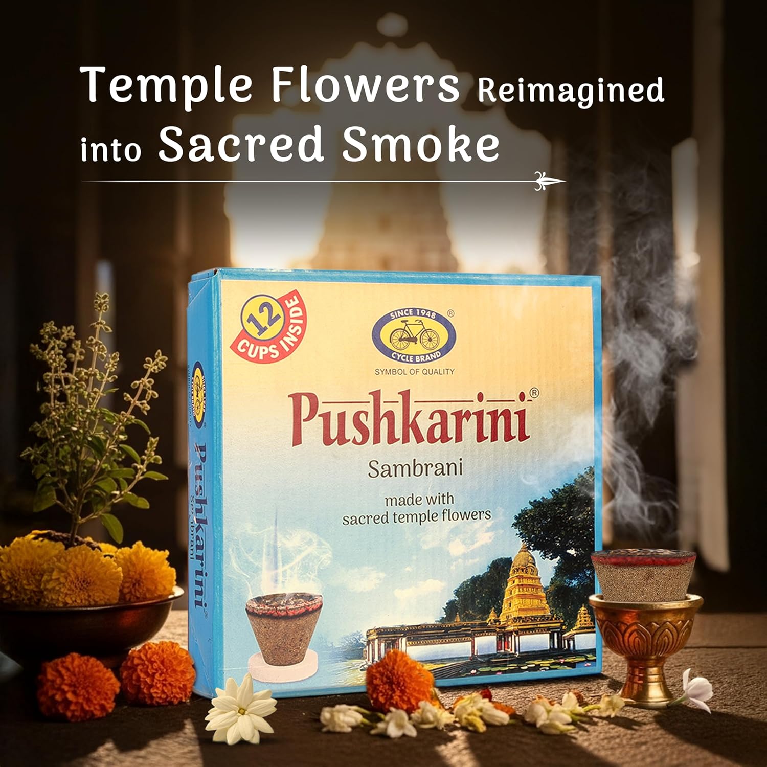 Cycle Pure Pushkarini Sambrani Dhoop Cups for Pooja Havan Cups for Pooja Home & Festivals Guggal/Loban Dhoop