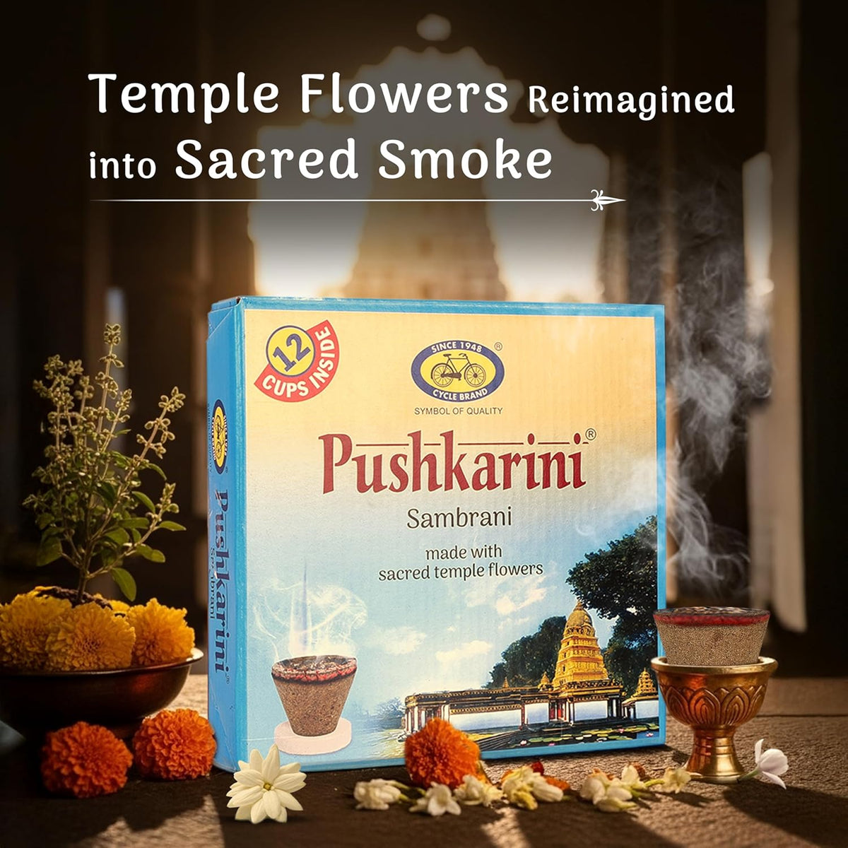 Cycle Pure Pushkarini Sambrani Dhoop Cups for Pooja Havan Cups for Pooja Home & Festivals Guggal/Loban Dhoop