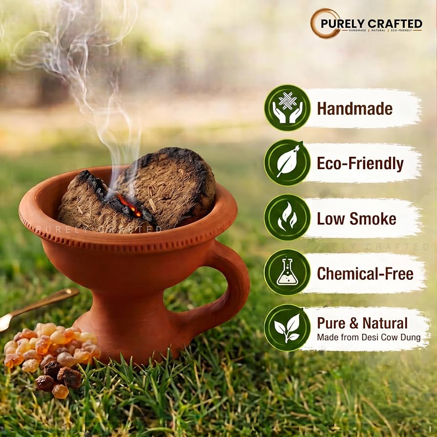 Natural Cow Dung Cakes (Gomaya Upla) Eco-Friendly Fuel for Composting & Mosquito Repellent Chemical-Free Traditional Use