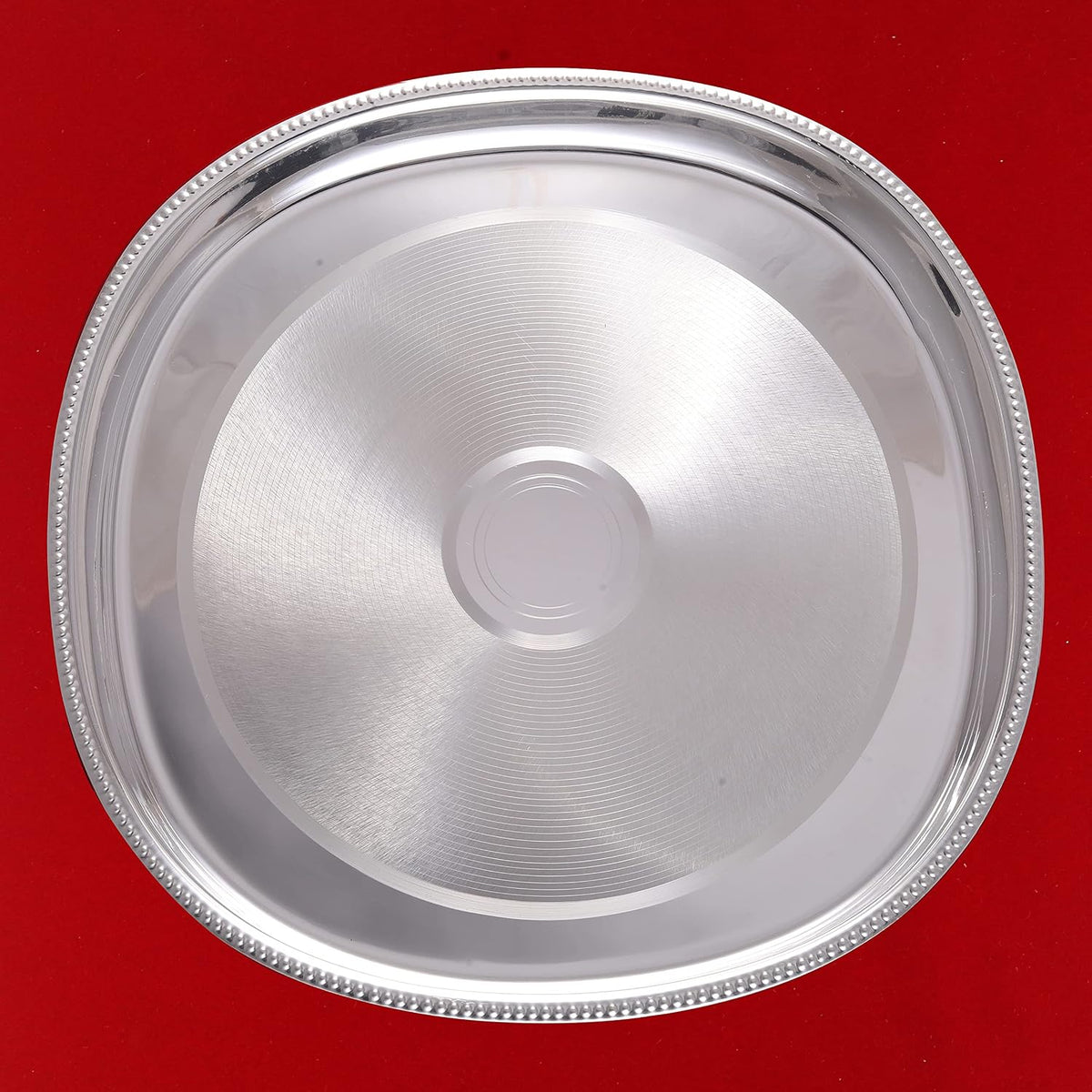 Diamond Square Dinner Set 12" Silver Plated Glossy Dinner Set for Gifting, Guest Serving, Return Gifting, Occasionally Gifting