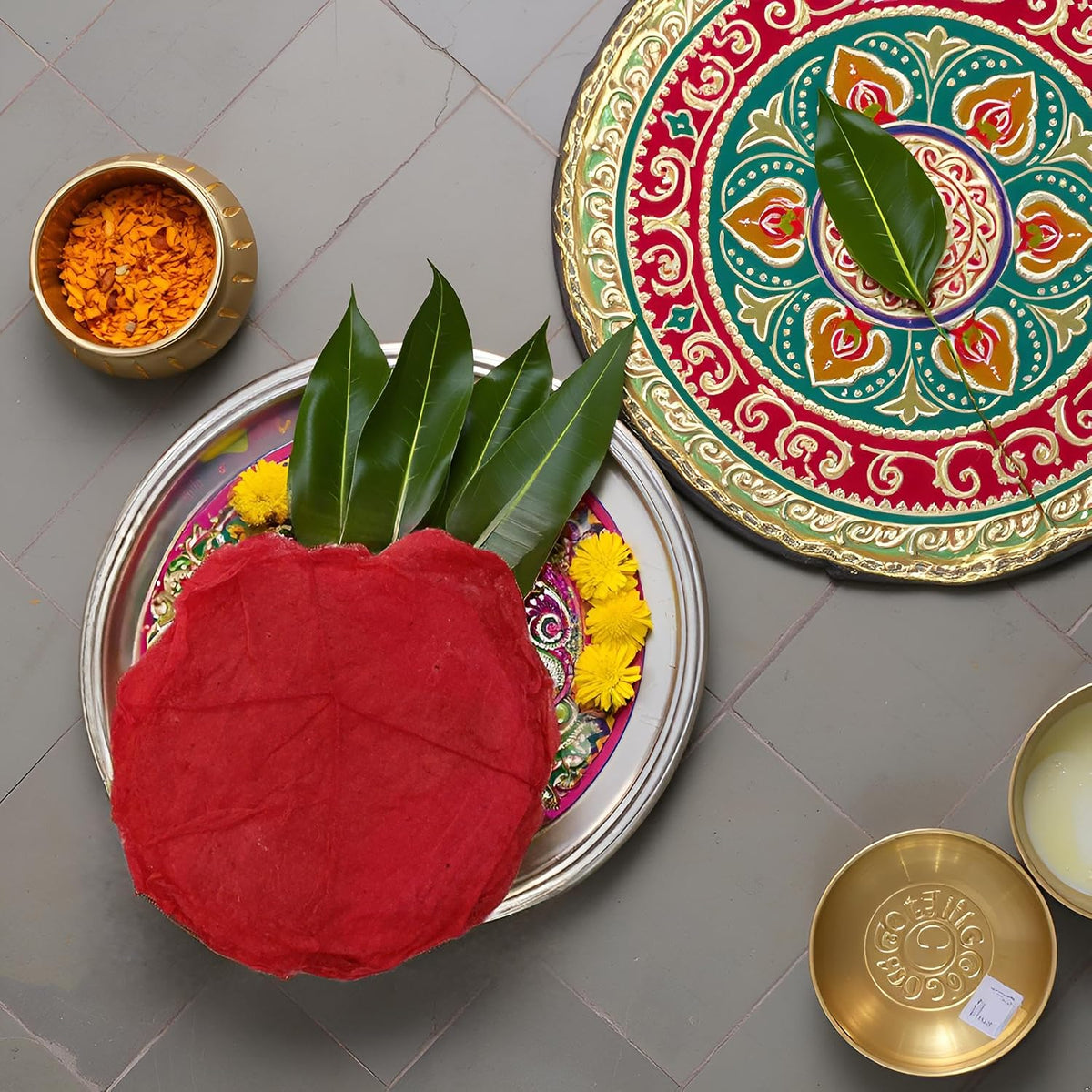 Alta Pata Sacred Alta Pata 2.8 Inch 5 Pcs Traditional Arghautta for Chhath Puja