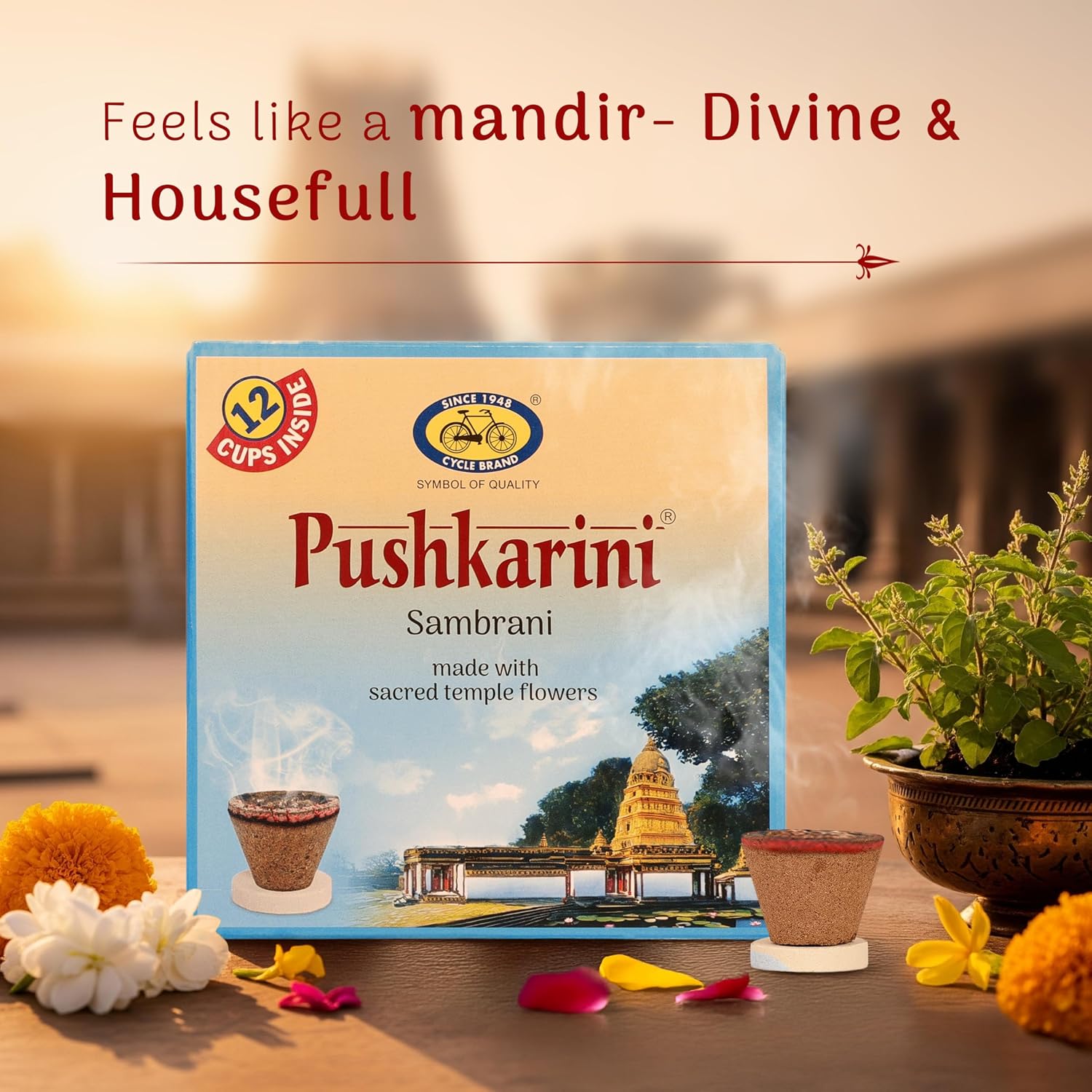 Cycle Pure Pushkarini Sambrani Dhoop Cups for Pooja Havan Cups for Pooja Home & Festivals Guggal/Loban Dhoop
