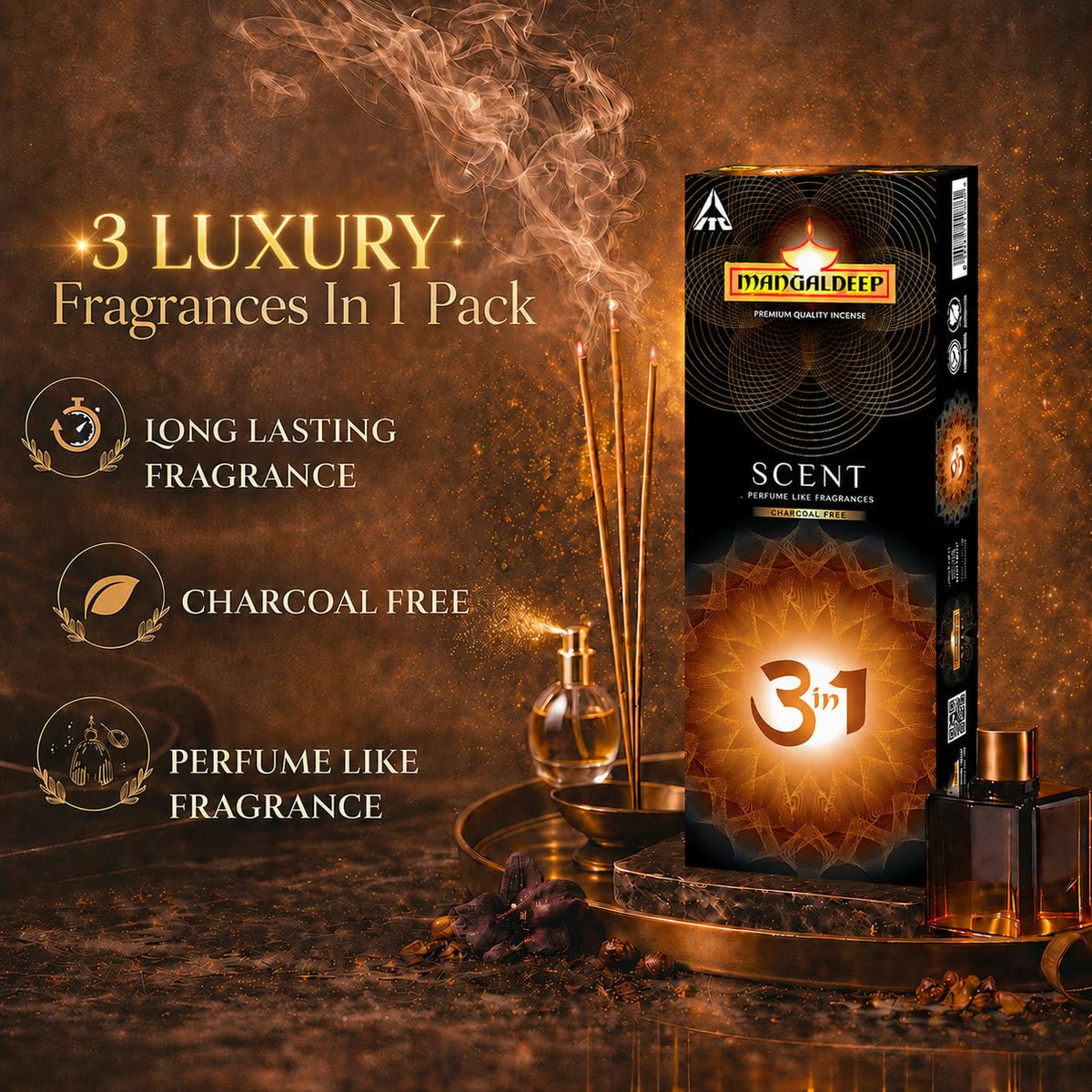 Mangaldeep Scent 3 in 1 with 3 Perfume Fragrances Charcoal Free