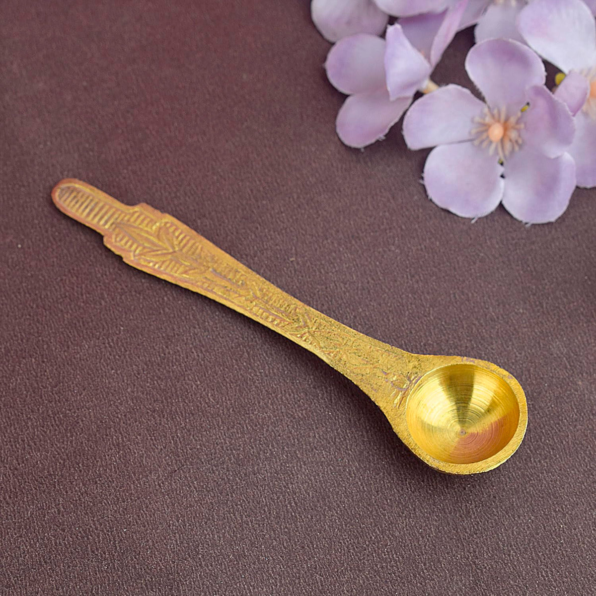 Archmi plain Pure Brass Achmani Spoon for Pooja & Havan