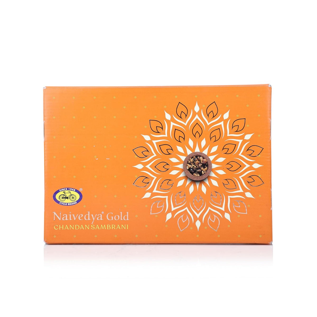 Cycle Pure Naivedya Gold Sambrani Dhoop Cups Sandalwood 18 pcs with Holder