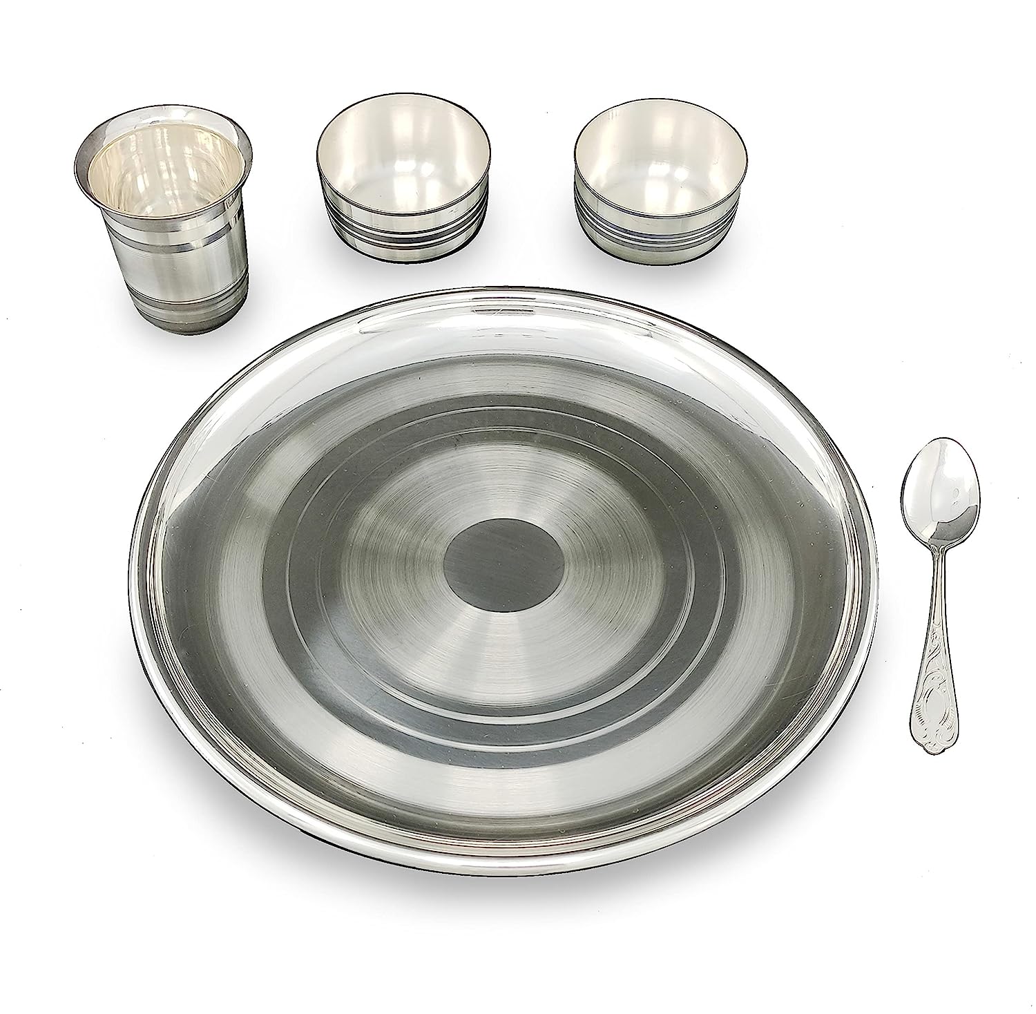 BENGALEN Baby Dinner Set 12 Inch Silver Plated for Rice Ceremony Annaprashana Sanskar Gift for Kids Boys Girls Birthday Festive Home