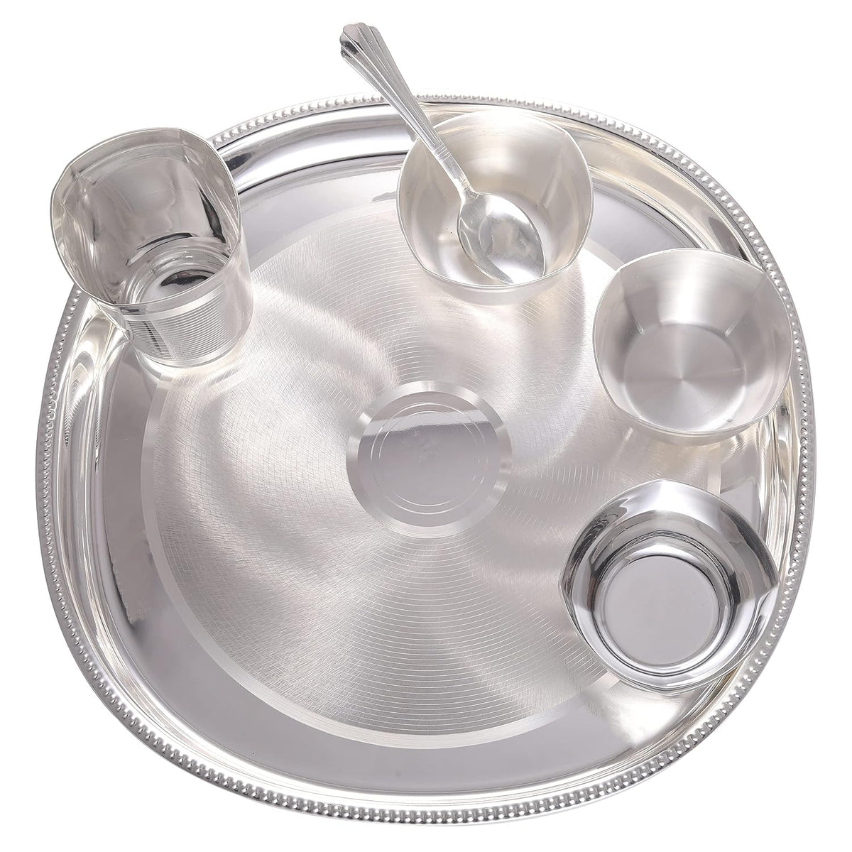 Diamond Square Dinner Set 12" Silver Plated Glossy Dinner Set for Gifting, Guest Serving, Return Gifting, Occasionally Gifting