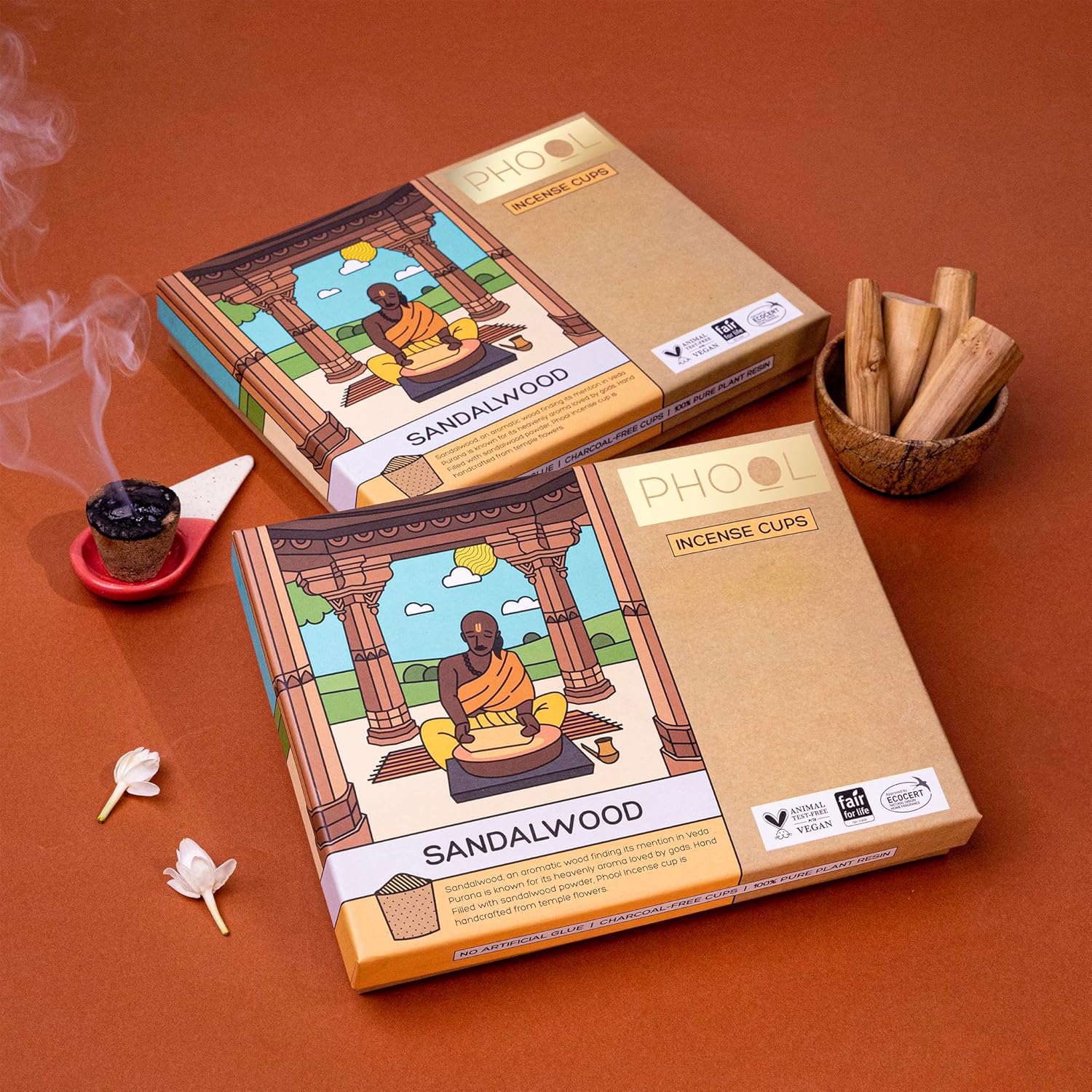 Phool Sandalwood Havan Cups