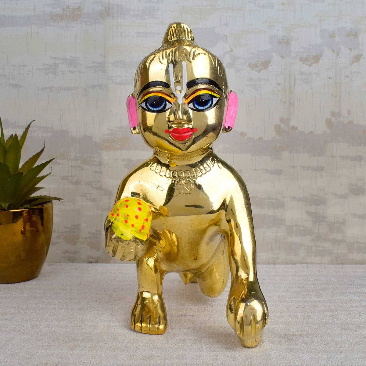 Laddu Gopal Brass Hand Painted vrindawan laddu Gopal for janamashtmi home 0-6 Number