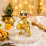 Laddu Gopal Brass Hand Painted vrindawan laddu Gopal for janamashtmi home 0-6 Number