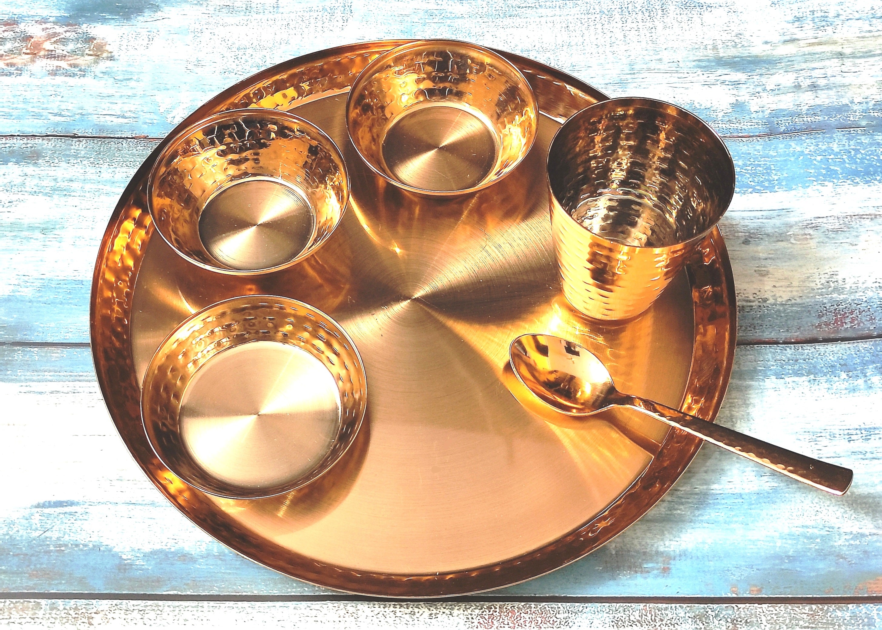 Bengalen Rose Gold Plated Dinner Set for Gift Rice Ceremony Annaprashan Sanskar Birthday for Boys Girls Home Decorative Festive Return Items